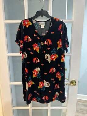 Desert Shores Summer Dress/ Swimsuit Cover Up-Tropical fish & Floral Pattern